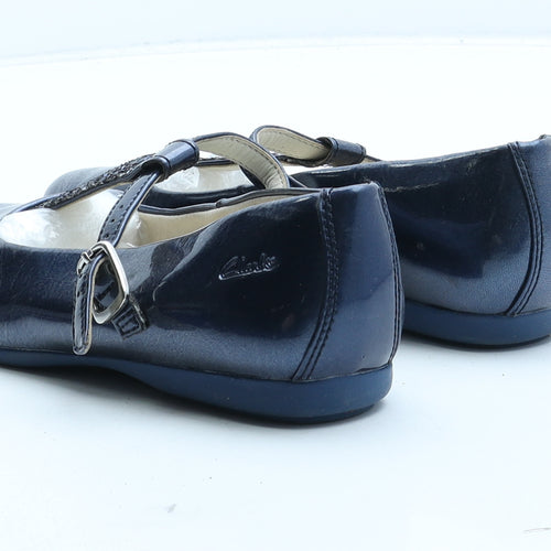 Clarks Girls Blue Synthetic Mary Jane Flat UK 1