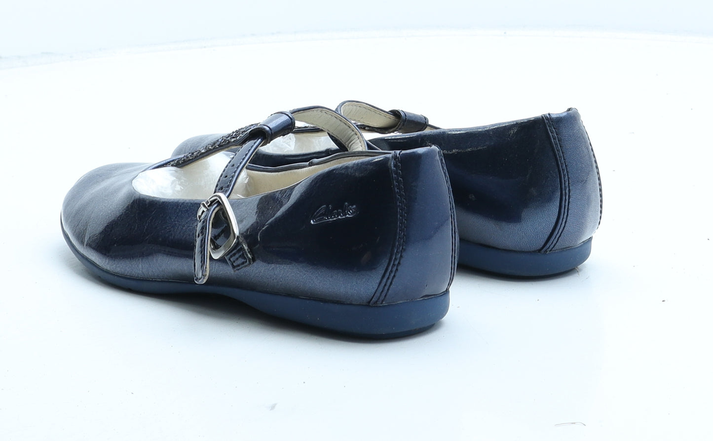 Clarks Girls Blue Synthetic Mary Jane Flat UK 1