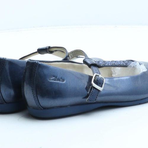 Clarks Girls Blue Synthetic Mary Jane Flat UK 1