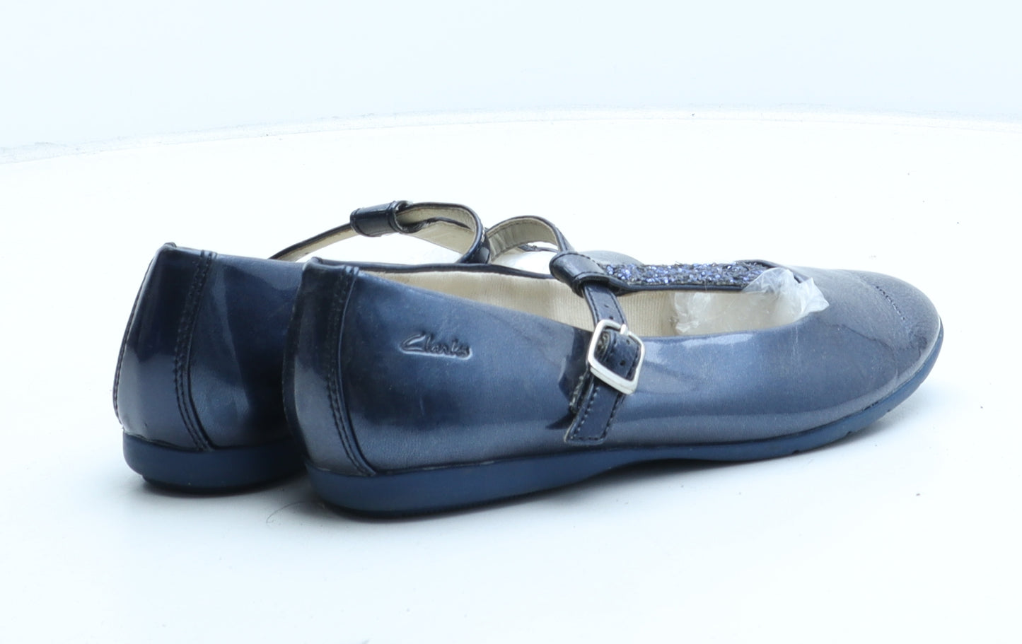 Clarks Girls Blue Synthetic Mary Jane Flat UK 1