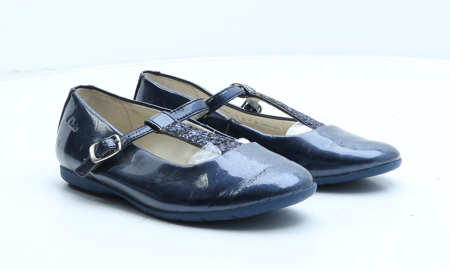 Clarks Girls Blue Synthetic Mary Jane Flat UK 1
