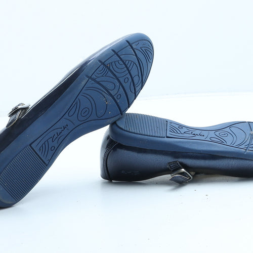 Clarks Girls Blue Synthetic Mary Jane Flat UK 1