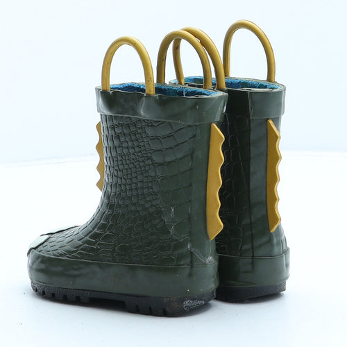 NEXT Boys Green Animal Print Synthetic Wellies Boot UK 4 - Dinosaur