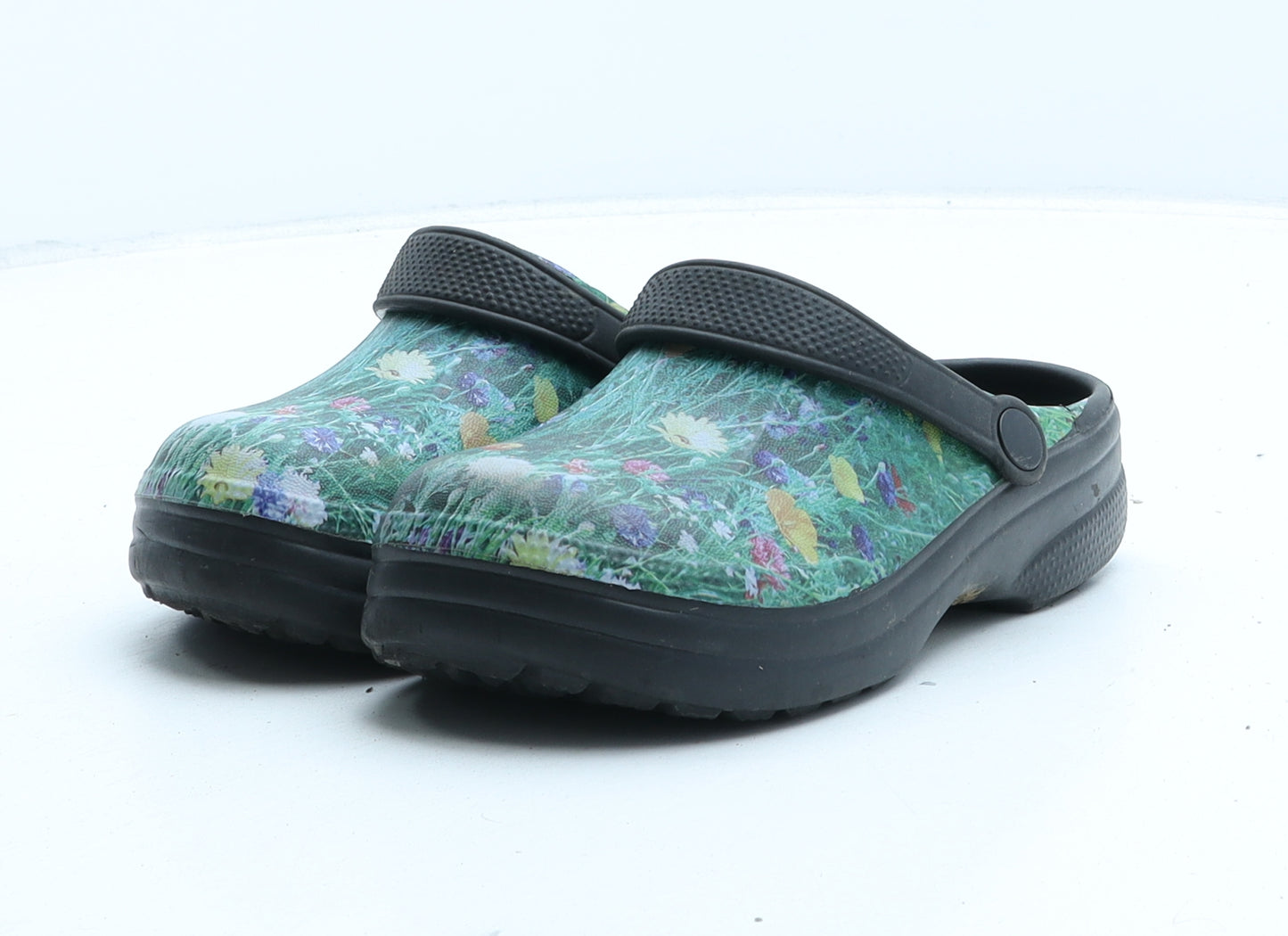 Backdoorshoes Girls Multicoloured Floral Synthetic Clog Sandal UK 1 31