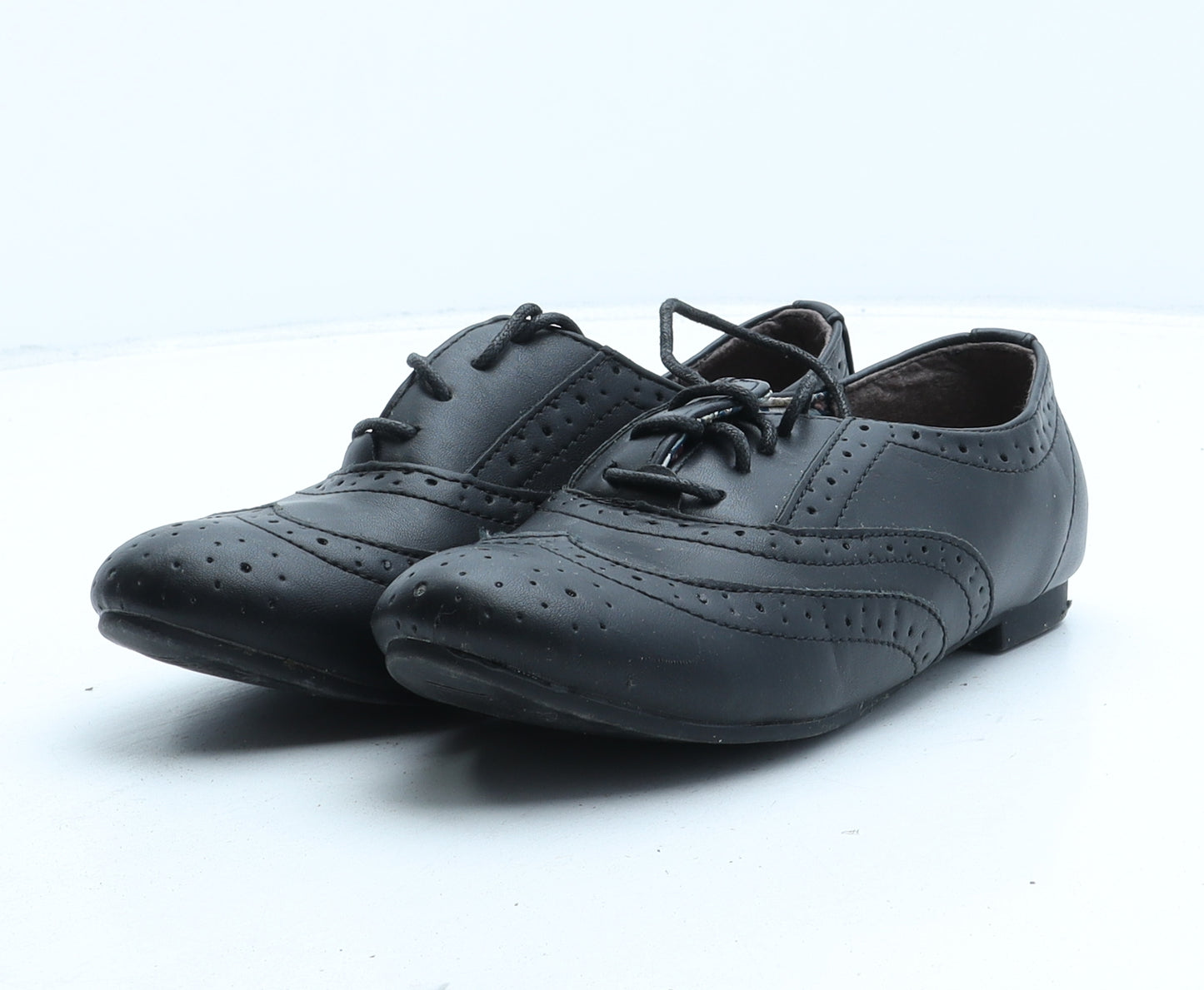 Lilley Womens Black Synthetic Oxford Casual UK 3 - Brogue Detail
