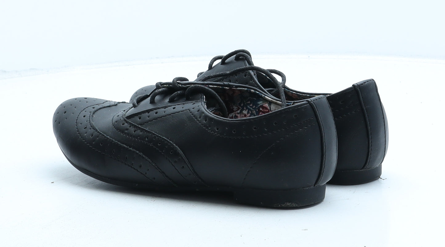 Lilley Womens Black Synthetic Oxford Casual UK 3 - Brogue Detail