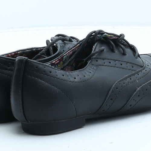 Lilley Womens Black Synthetic Oxford Casual UK 3 - Brogue Detail
