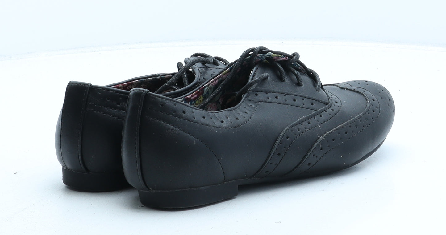 Lilley Womens Black Synthetic Oxford Casual UK 3 - Brogue Detail