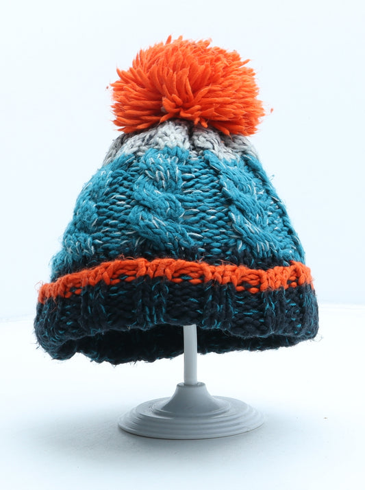 F&F Boys Green Acrylic Bobble Hat One Size
