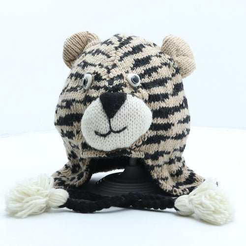 Preworn Boys Brown Striped Acrylic Bonnet One Size - Tiger