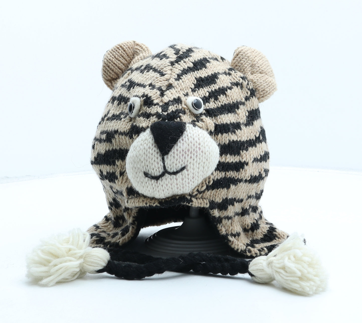 Preworn Boys Brown Striped Acrylic Bonnet One Size - Tiger