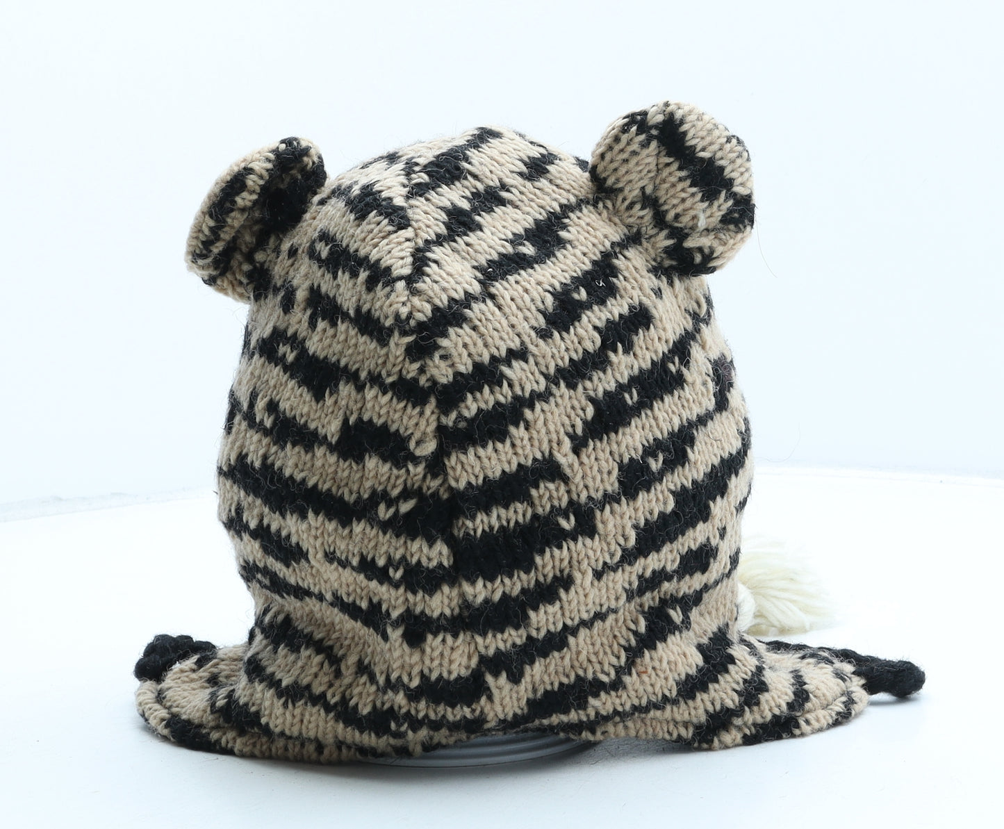 Preworn Boys Brown Striped Acrylic Bonnet One Size - Tiger