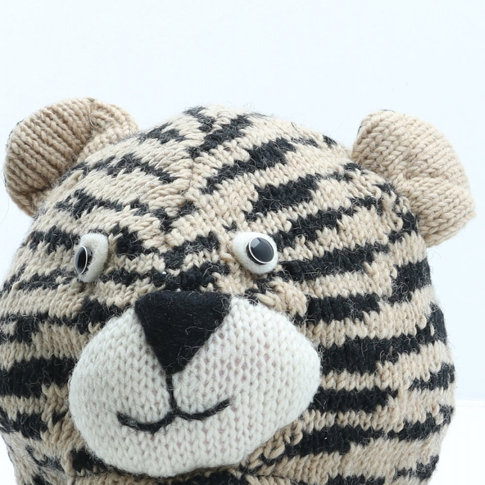 Preworn Boys Brown Striped Acrylic Bonnet One Size - Tiger