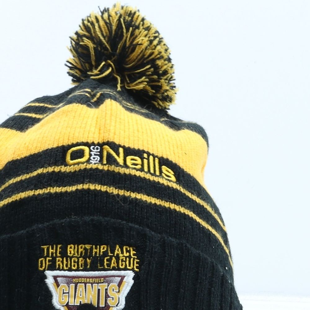 O'Neill Mens Black Striped Acrylic Beanie One Size - Huddersfield Giants