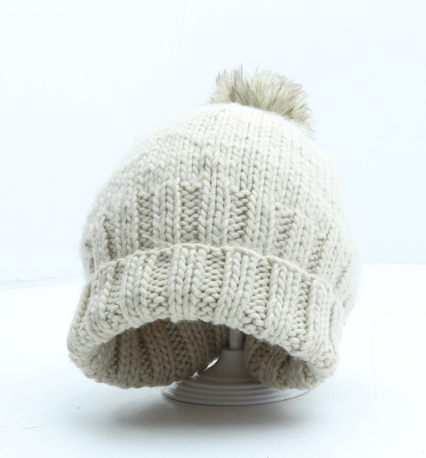 ASOS Womens Beige Polyester Bobble Hat One Size