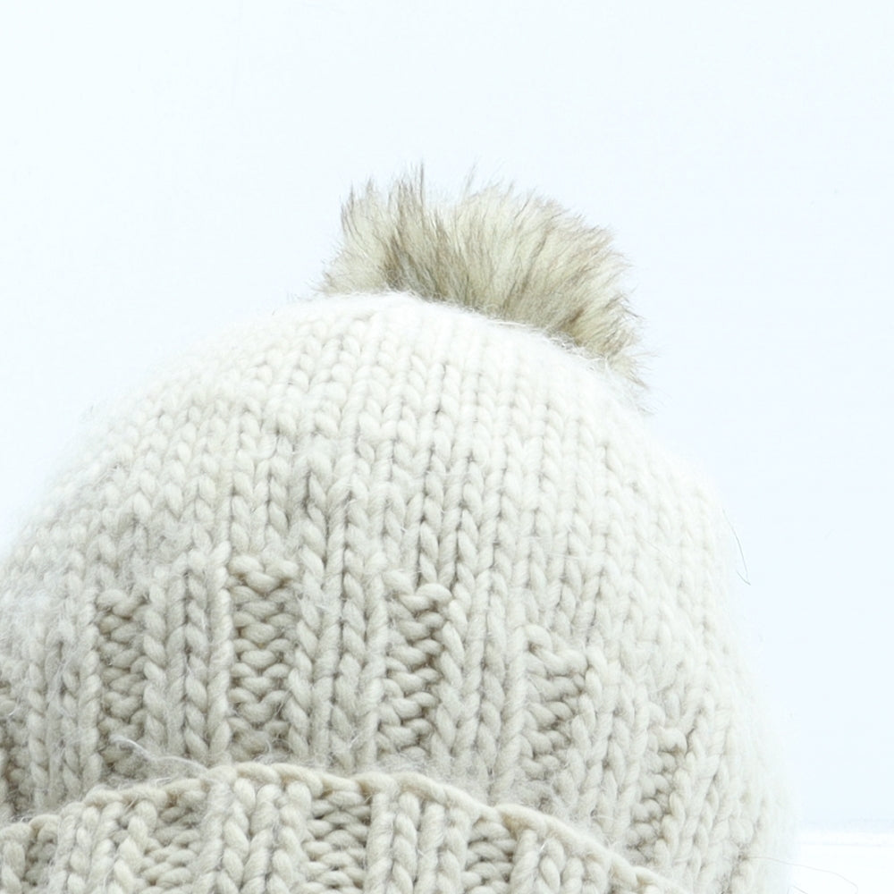ASOS Womens Beige Polyester Bobble Hat One Size