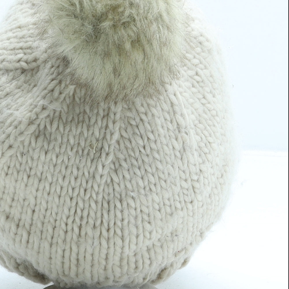 ASOS Womens Beige Polyester Bobble Hat One Size