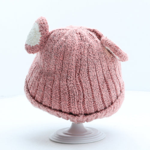 Preworn Girls Pink Acrylic Beanie One Size - Mouse
