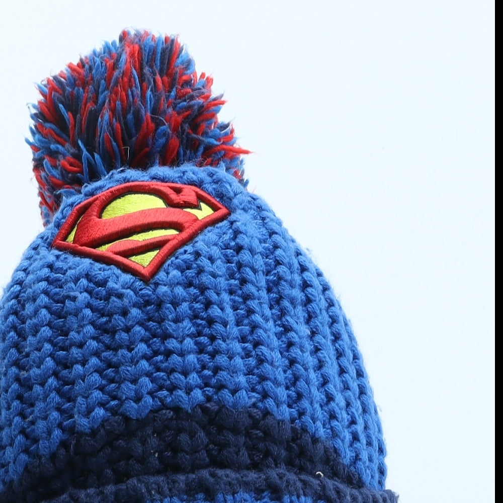 NEXT Boys Blue Acrylic Bobble Hat One Size - Superman