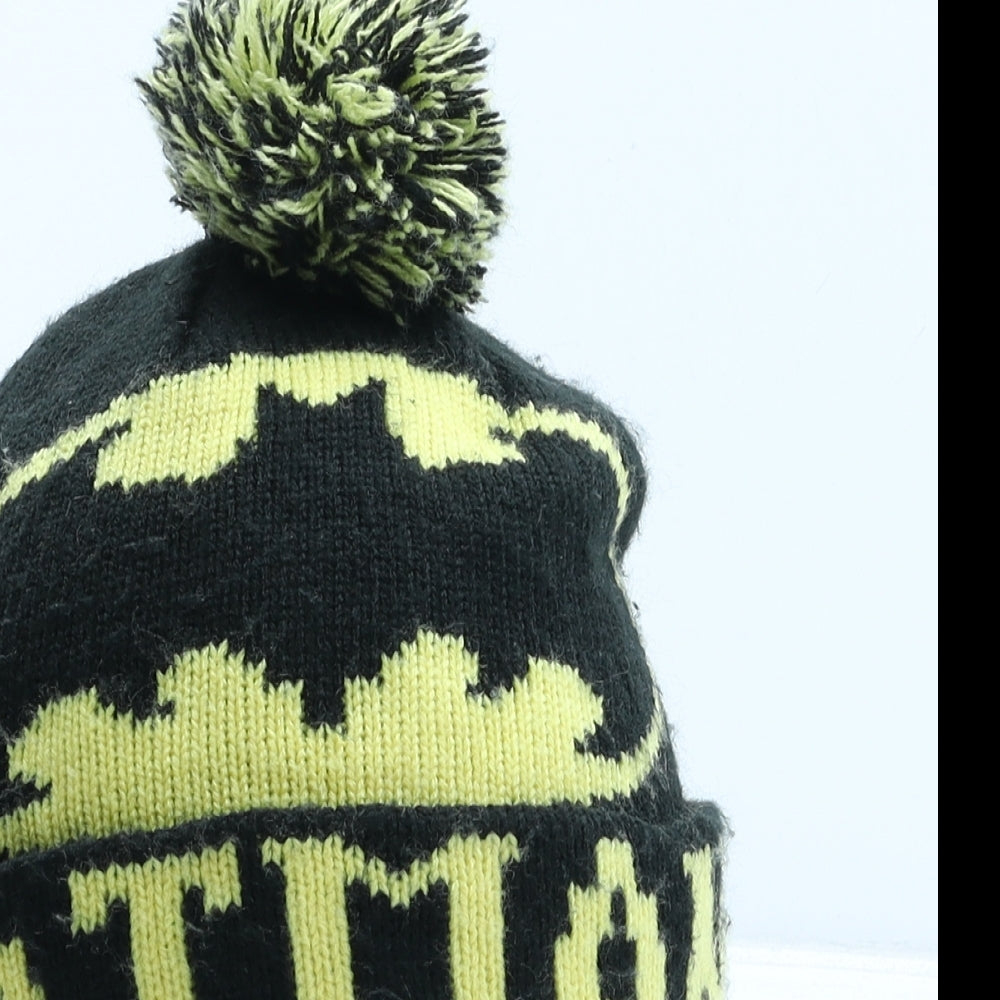 Batman Boys Black Acrylic Bobble Hat One Size