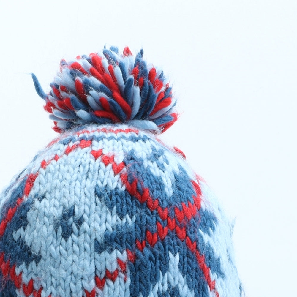Animal Mens Blue Argyle/Diamond Acrylic Beanie One Size - Bobble Hat