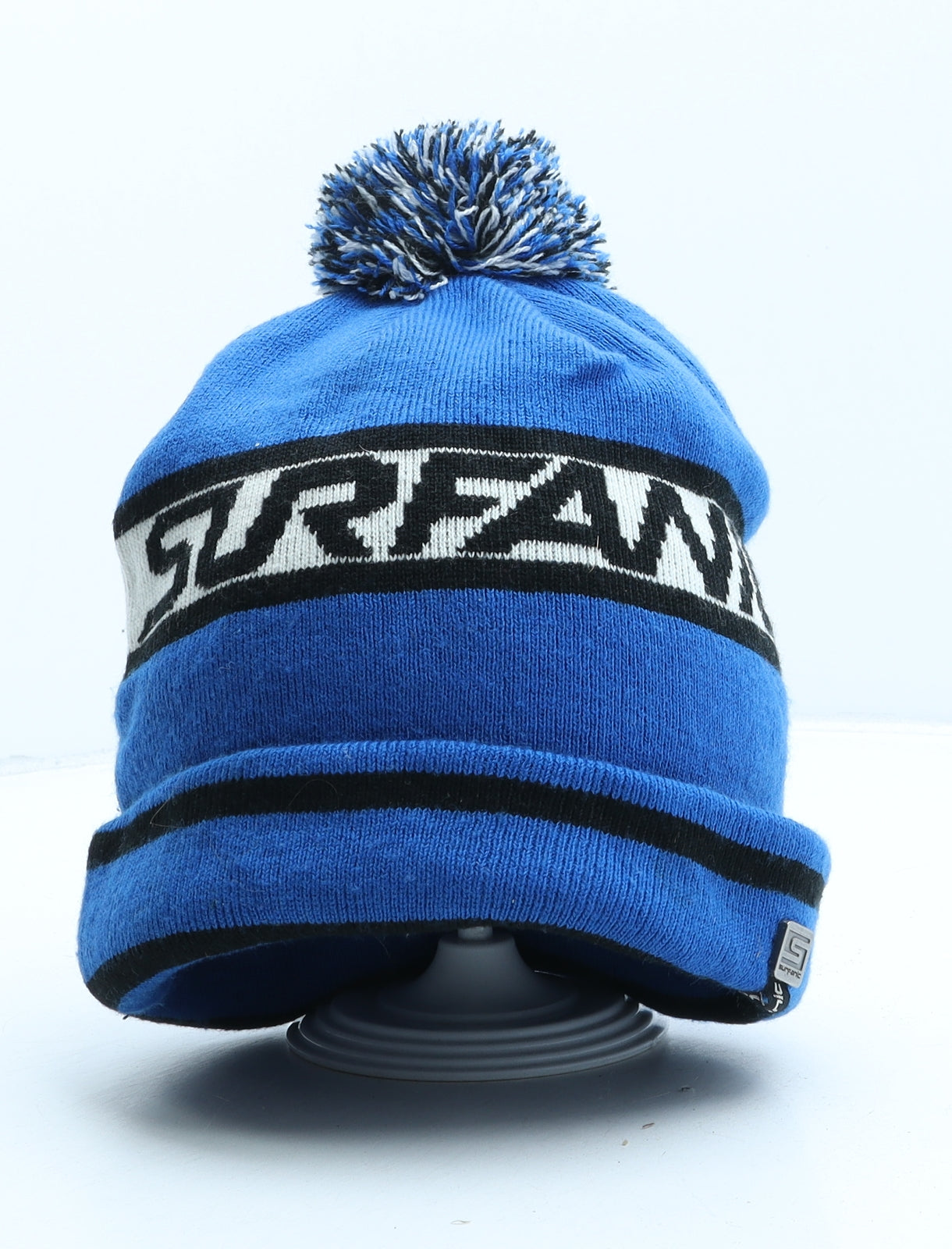 Surfanic Mens Blue Striped Acrylic Beanie One Size