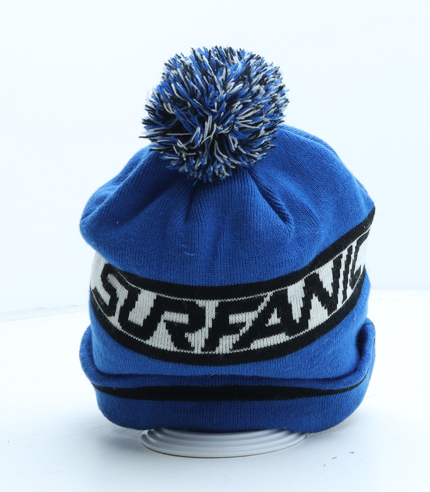 Surfanic Mens Blue Striped Acrylic Beanie One Size