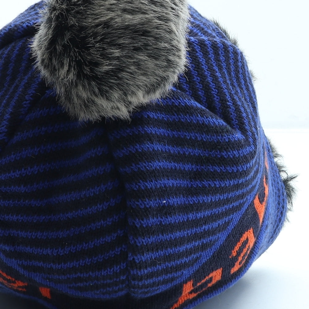 Ted Baker Boys Blue Striped Acrylic Trapper Hat Size S - Pom Pom