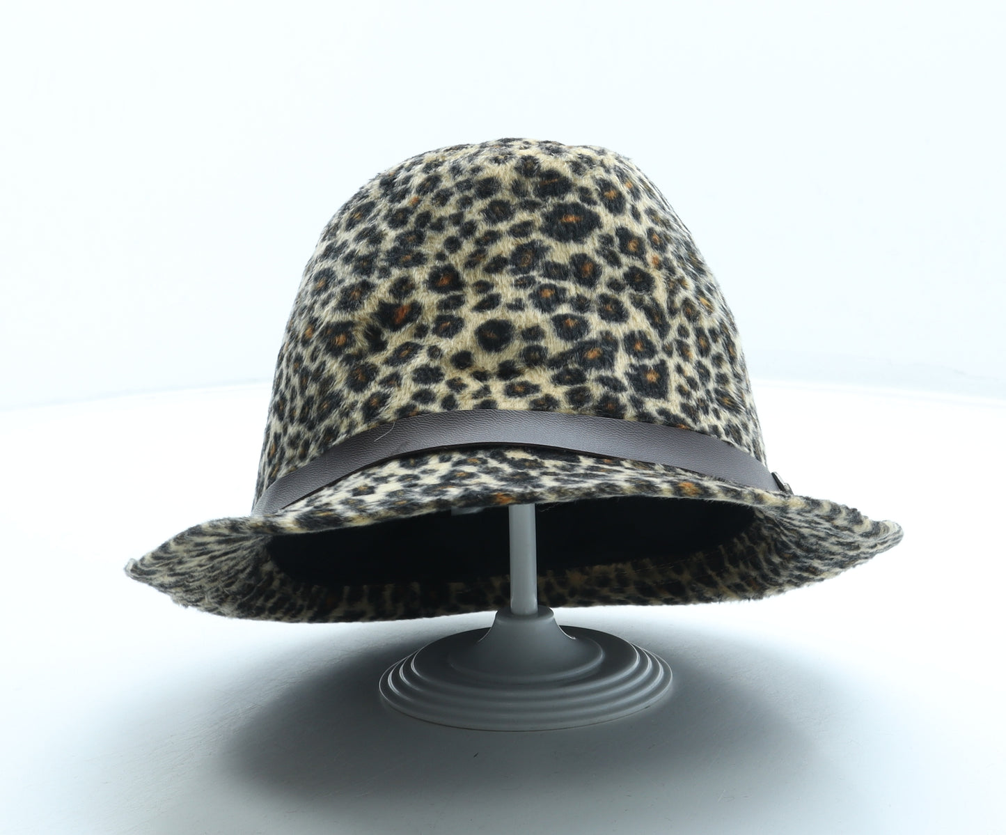 Preworn Womens Brown Animal Print Polyester Fedora One Size - Leopard print