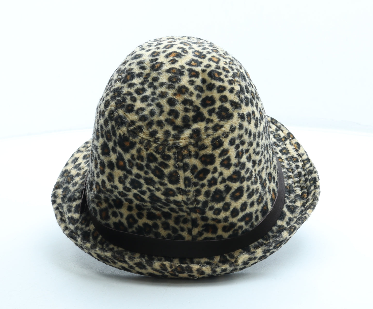 Preworn Womens Brown Animal Print Polyester Fedora One Size - Leopard print