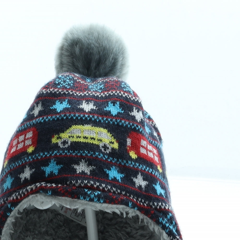 George Boys Multicoloured Fair Isle Acrylic Bonnet Size S - Traffic Pom Pom