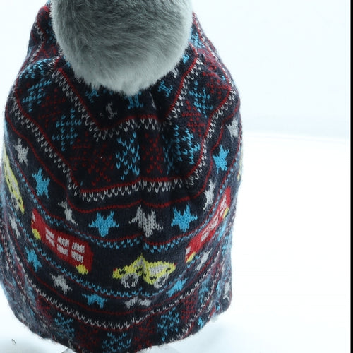 George Boys Multicoloured Fair Isle Acrylic Bonnet Size S - Traffic Pom Pom