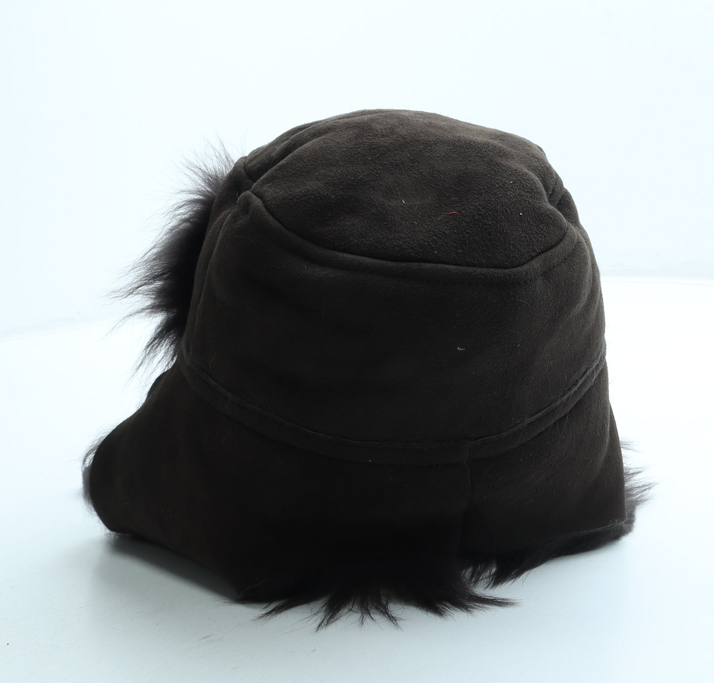 Joules Womens Brown Leather Bonnet One Size - Faux fur Pom Pom