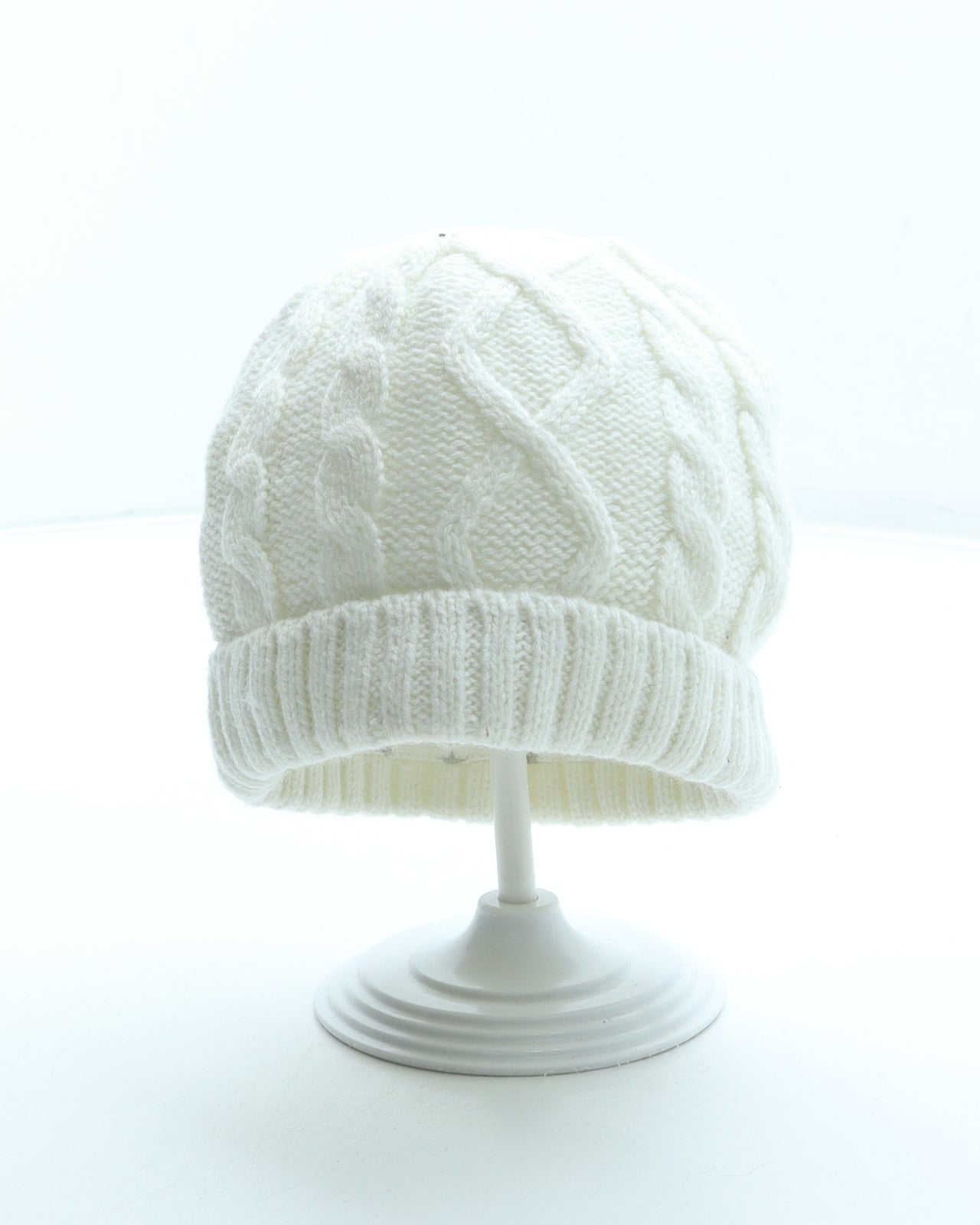 George Girls White Acrylic Beanie Size S