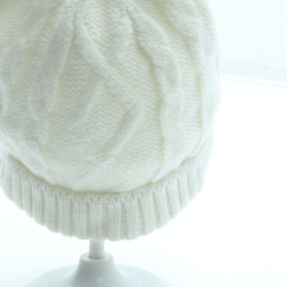 George Girls White Acrylic Beanie Size S