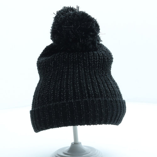 Preworn Girls Black Acrylic Bobble Hat One Size
