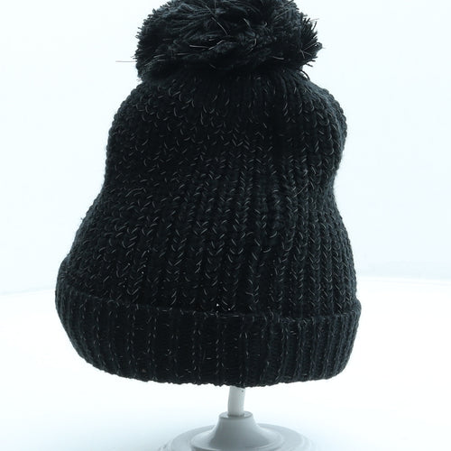 Preworn Girls Black Acrylic Bobble Hat One Size