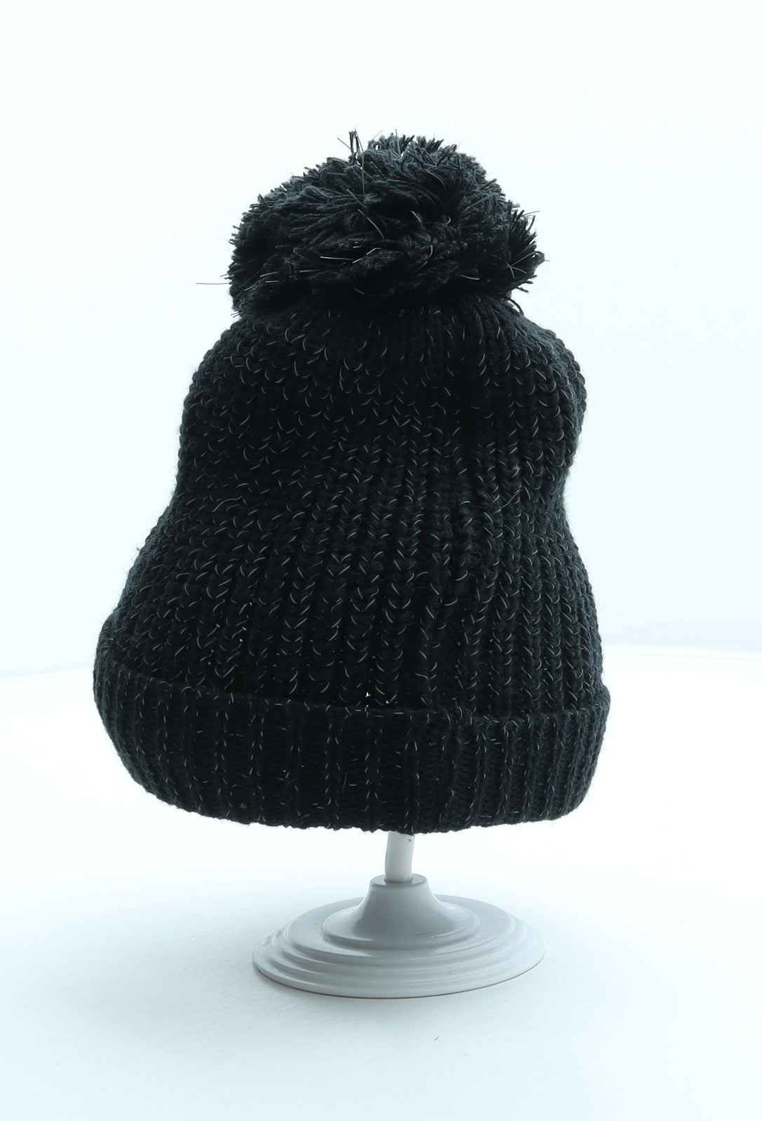 Preworn Girls Black Acrylic Bobble Hat One Size