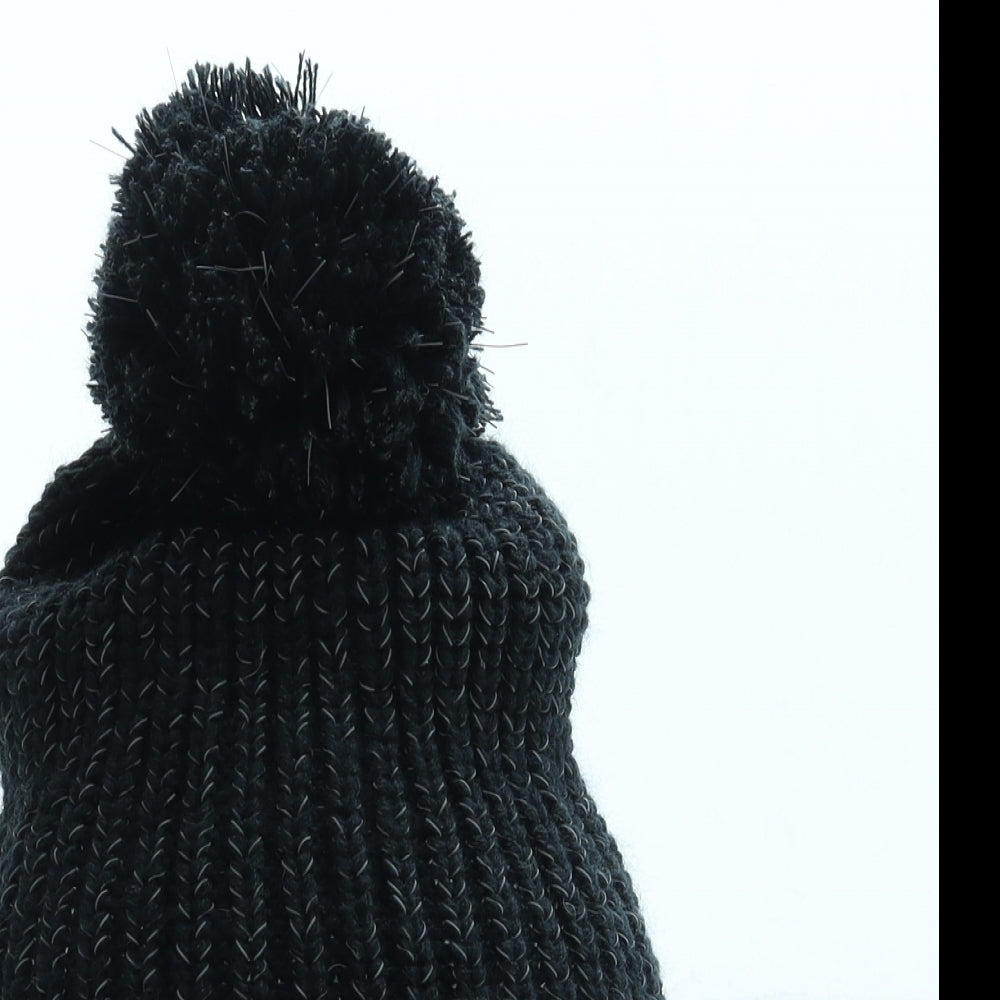 Preworn Girls Black Acrylic Bobble Hat One Size