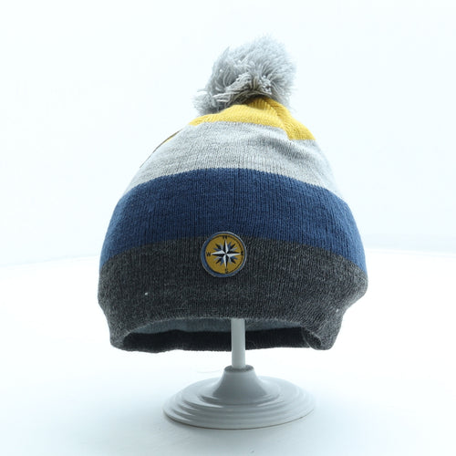 Inextenso Mens Grey Acrylic Beanie One Size - Pom Pom