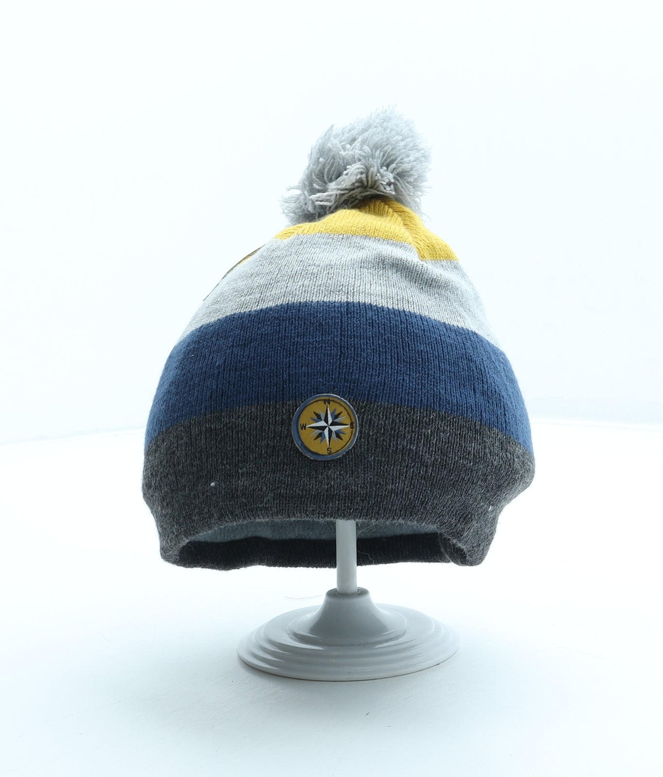 Inextenso Mens Grey Acrylic Beanie One Size - Pom Pom
