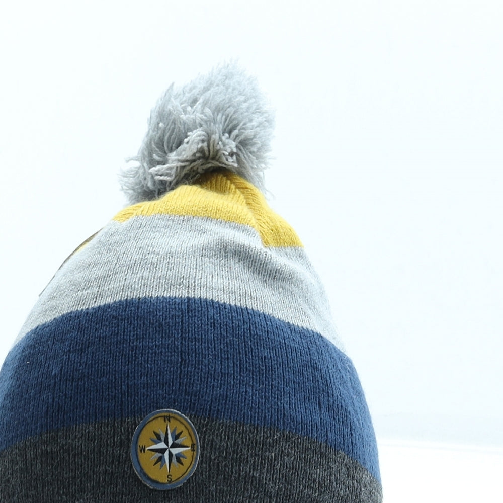 Inextenso Mens Grey Acrylic Beanie One Size - Pom Pom