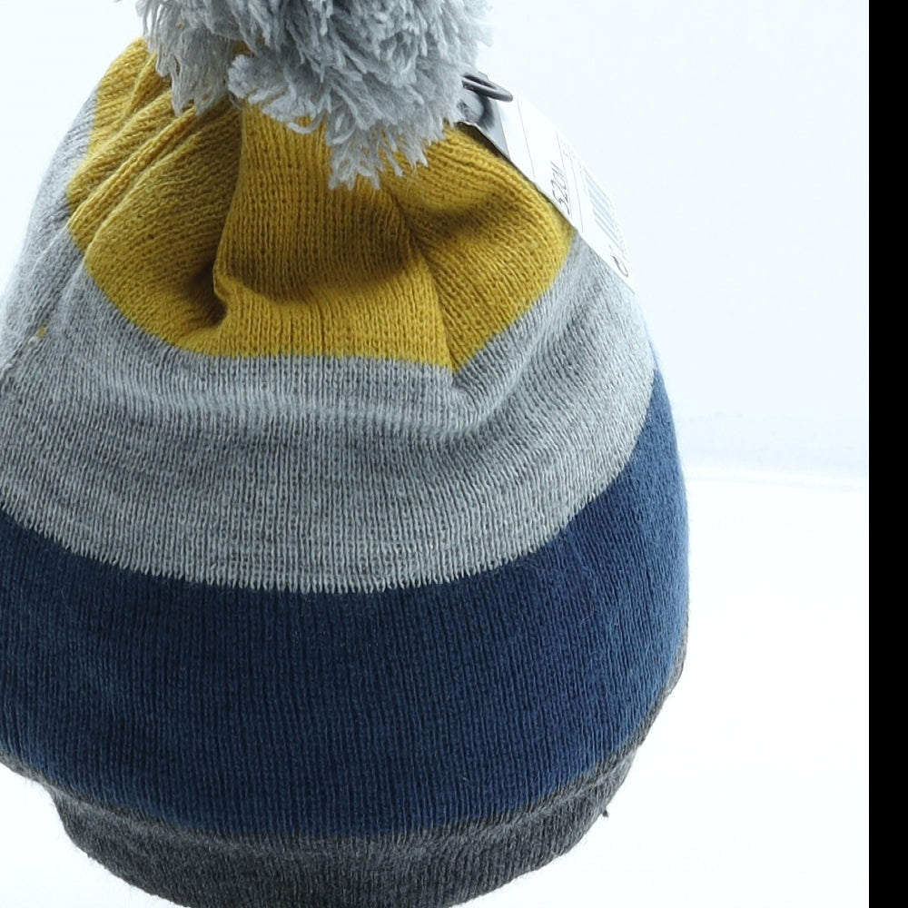 Inextenso Mens Grey Acrylic Beanie One Size - Pom Pom