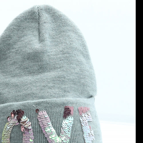 F&F Womens Grey Acrylic Beanie Size S - LOVE