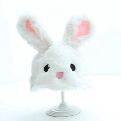 Morrisons Girls White Polyester Beanie Size S - Bunny Rabbit Ears
