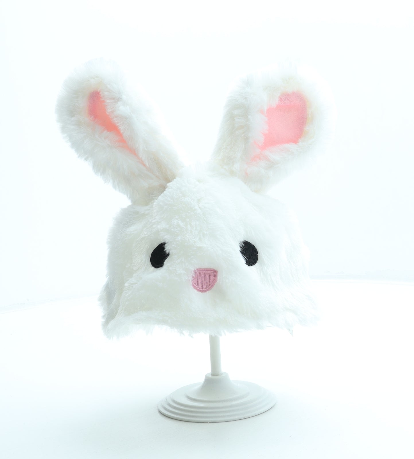 Morrisons Girls White Polyester Beanie Size S - Bunny Rabbit Ears