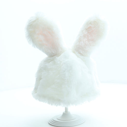 Morrisons Girls White Polyester Beanie Size S - Bunny Rabbit Ears