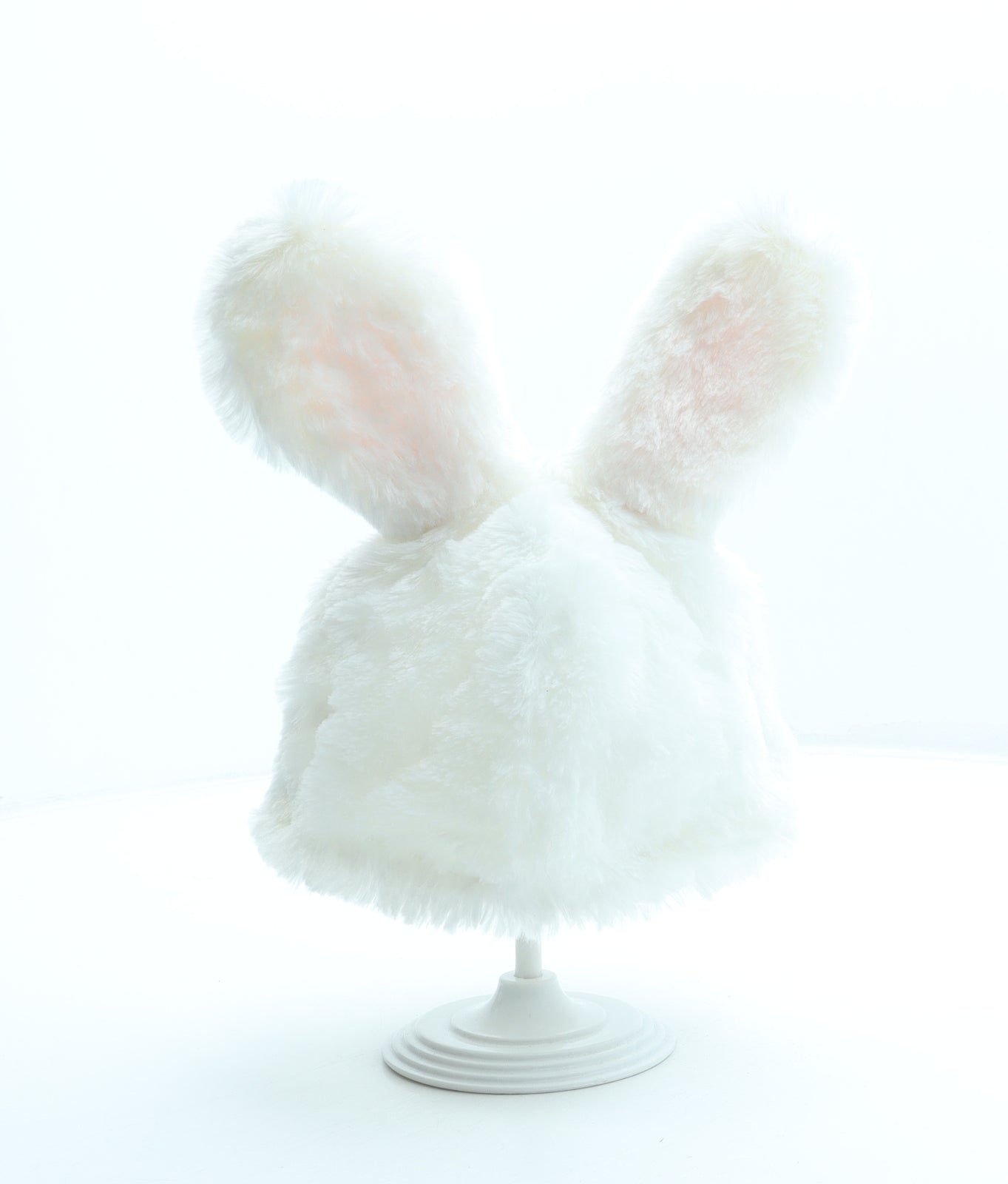 Morrisons Girls White Polyester Beanie Size S - Bunny Rabbit Ears