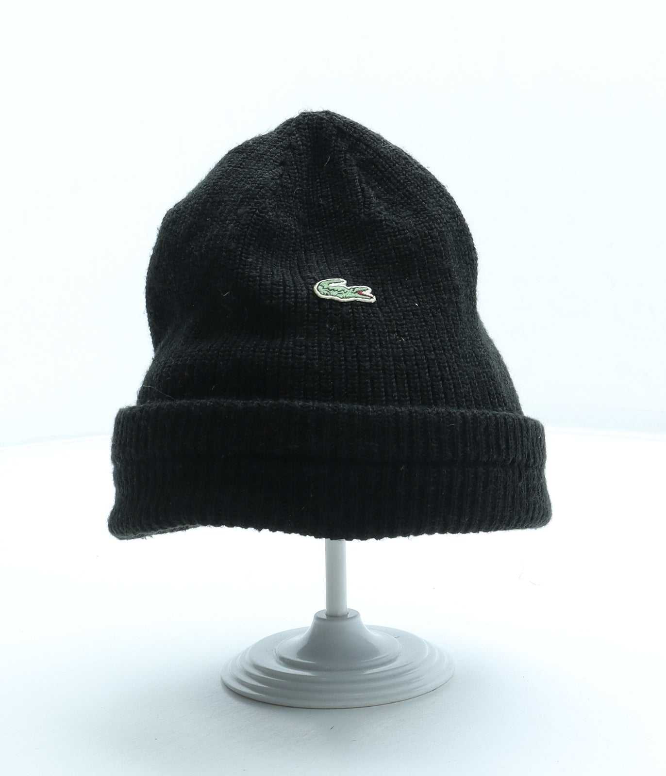 Lacoste Mens Black Acrylic Beanie One Size - Logo