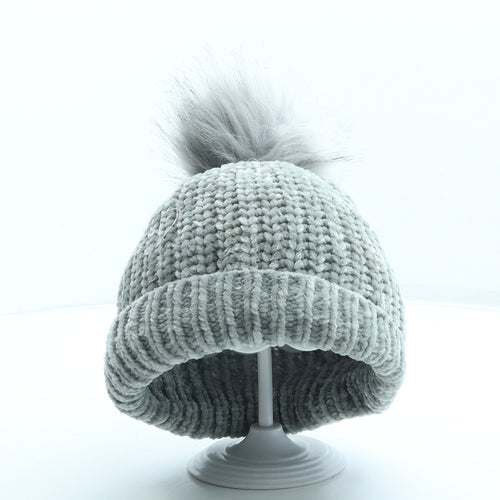 George Girls Grey Polyester Bobble Hat Size S